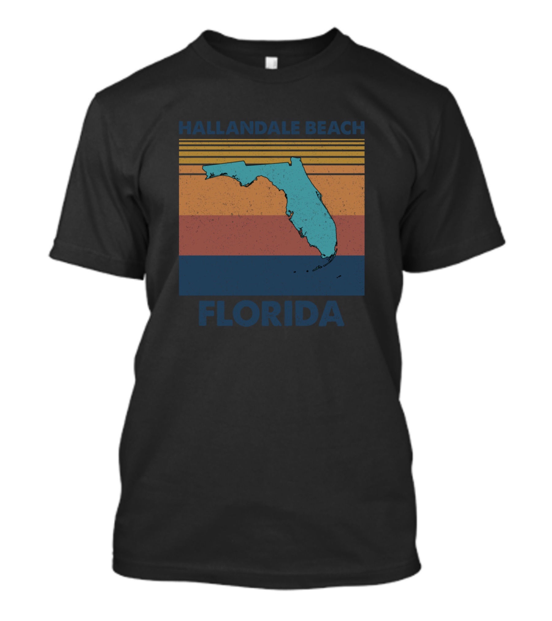 Hallandale Beach Florida Retro Sunset Map State T-Shirt