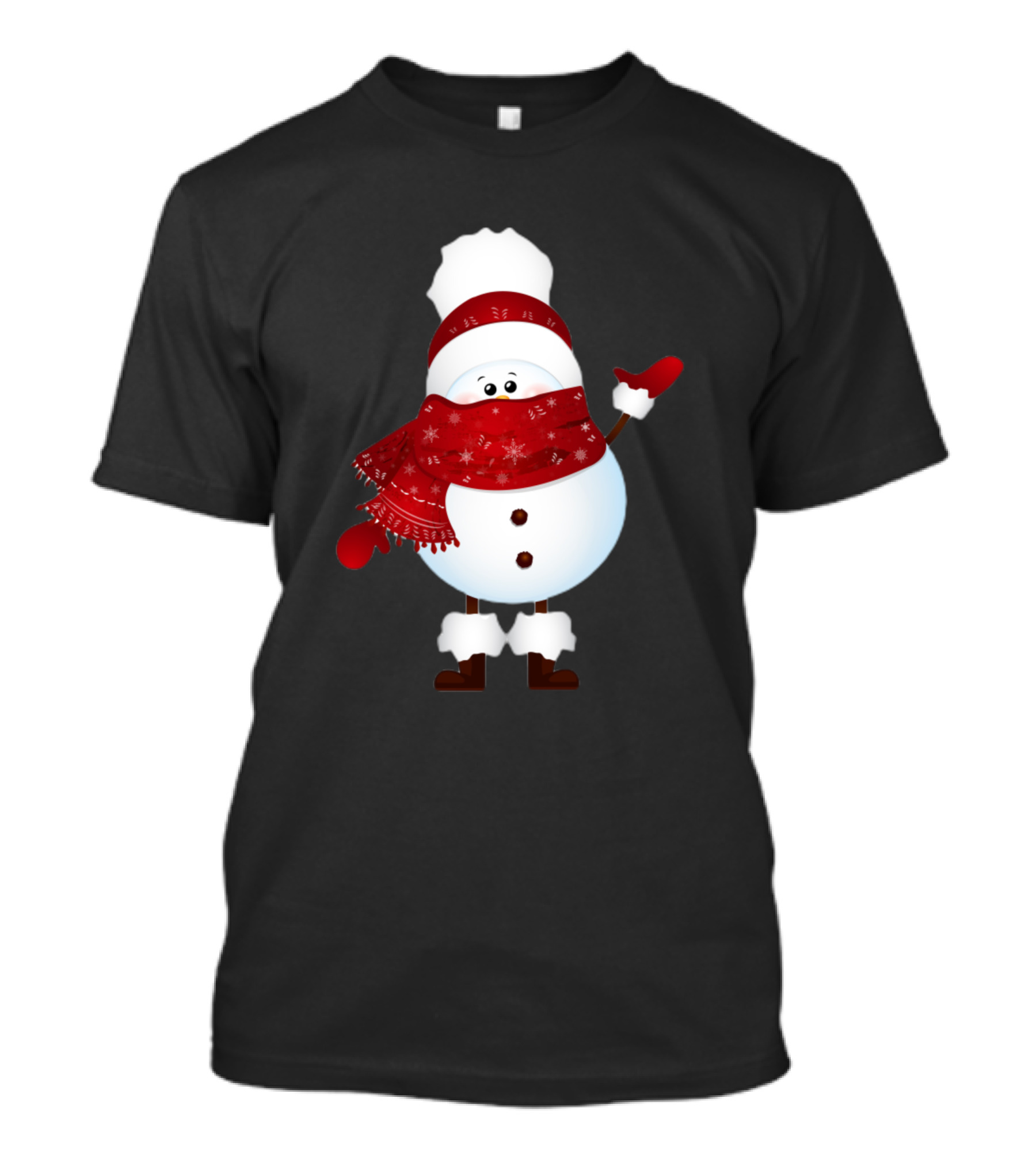 Hello Snowman Winter Style With Red Scarf And Mittens T-Shirt