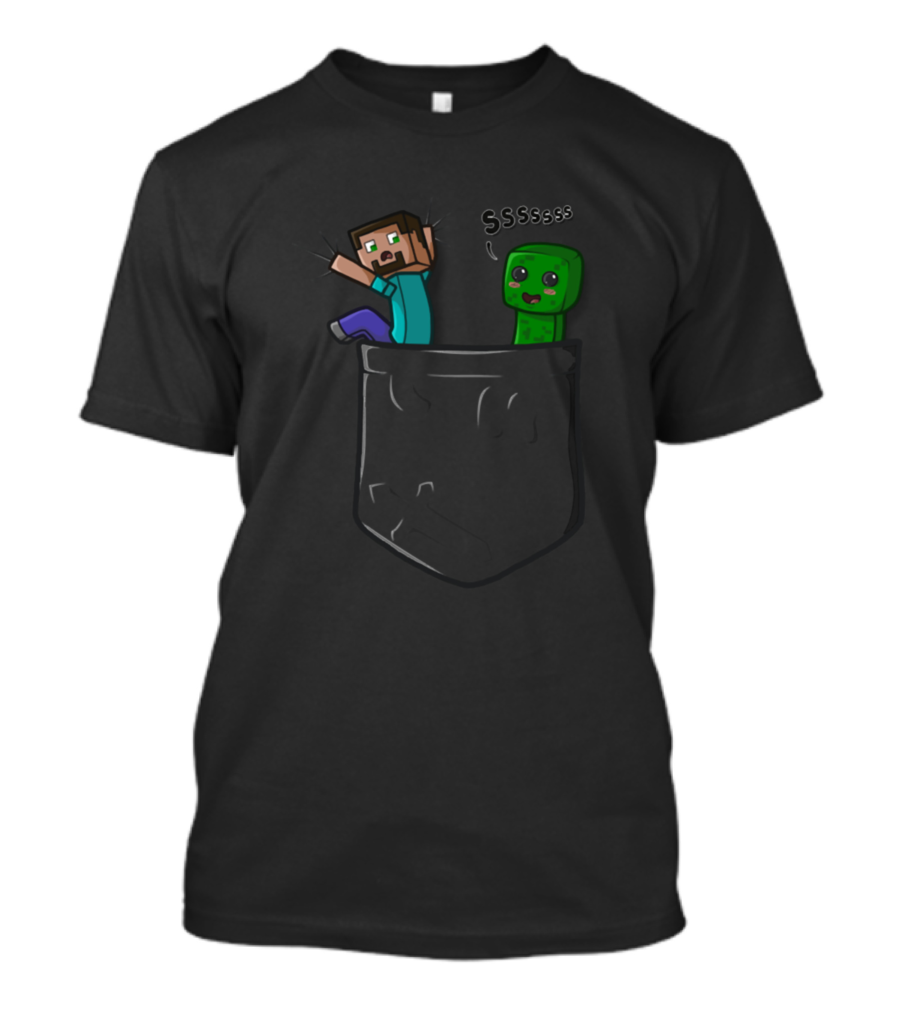 Minecraft Steve Creeper Pocket SSSSSsss T-Shirt