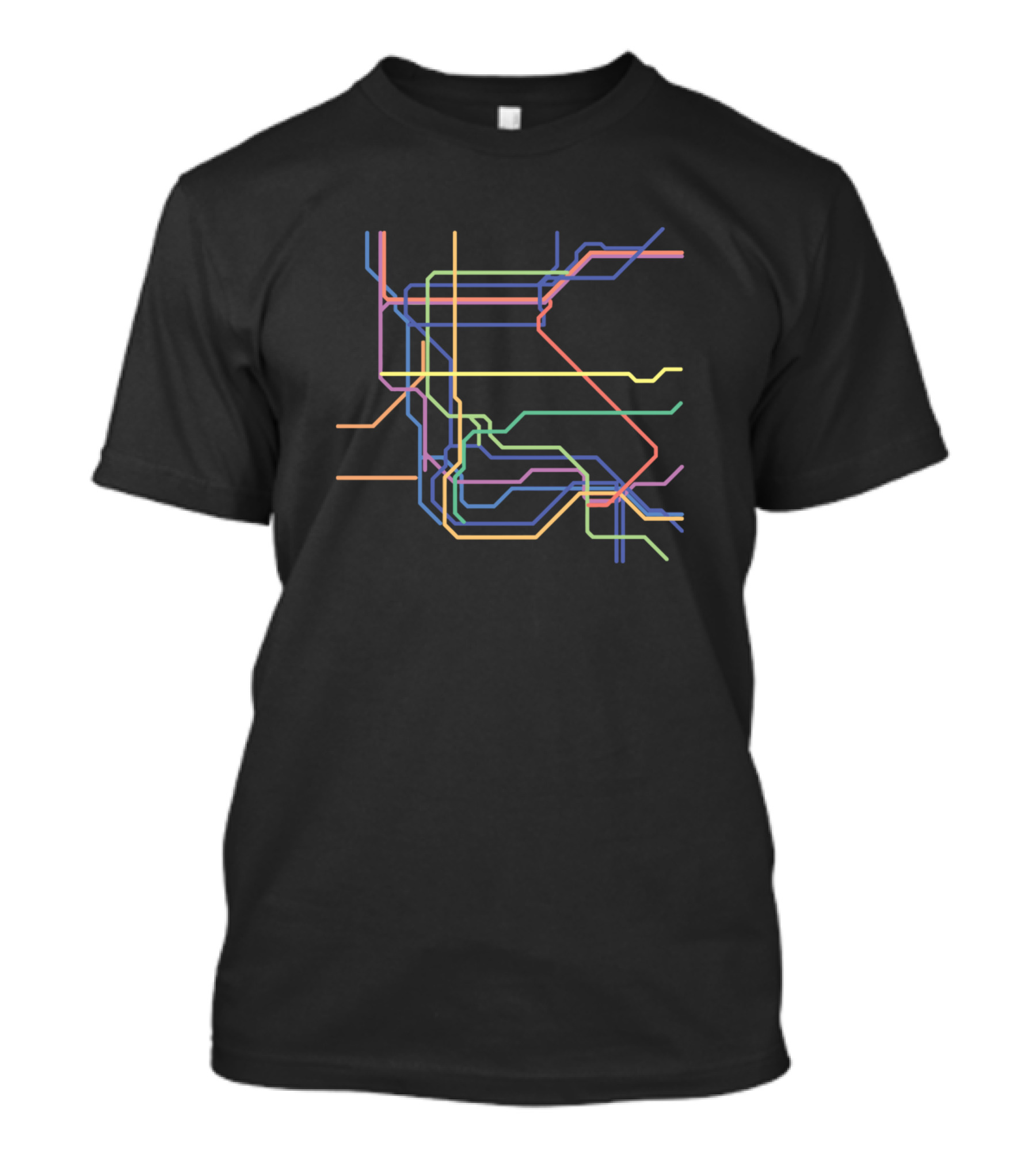 Minimalist Colorful New York City Subway Transit Lines T-Shirt
