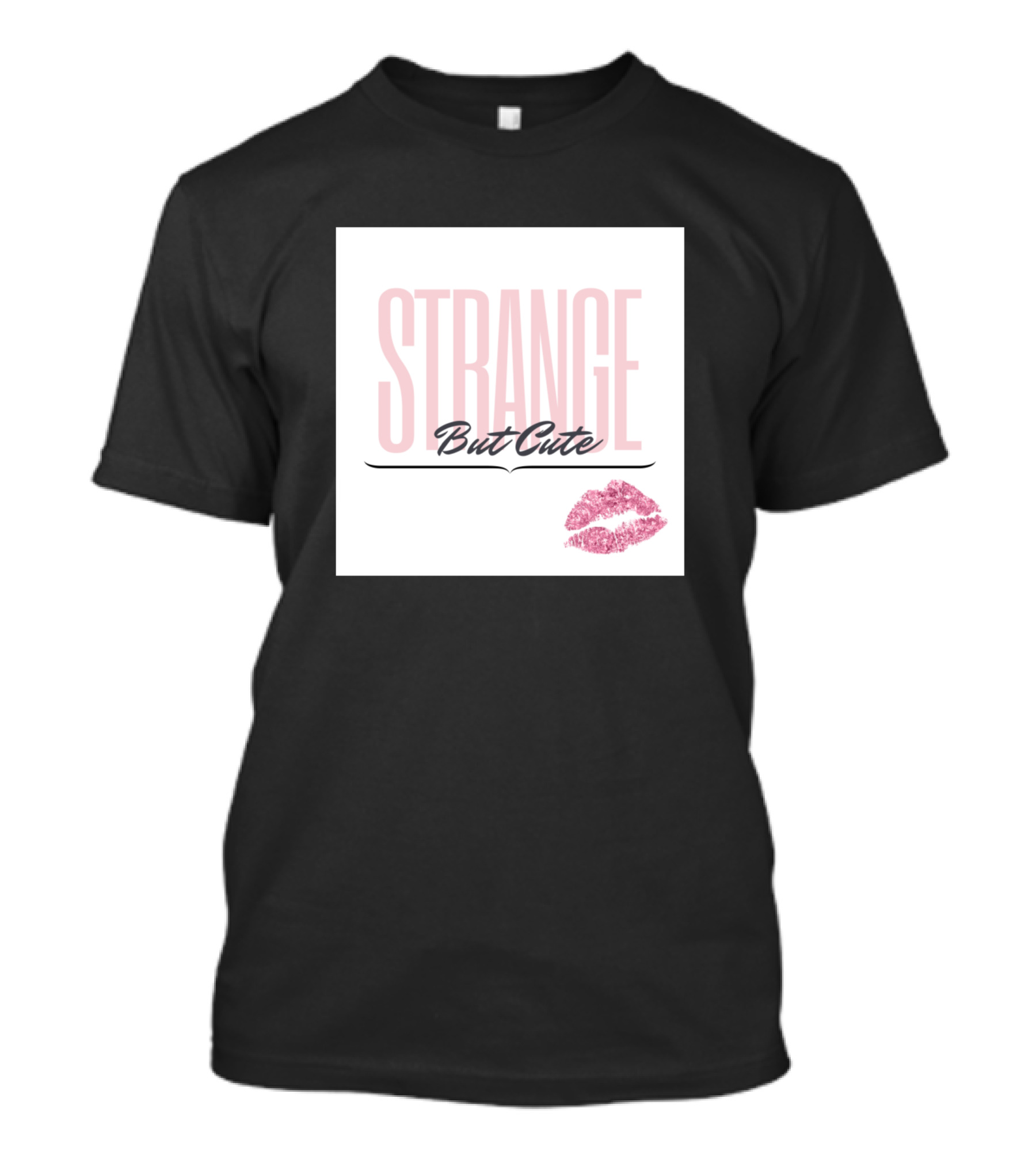 STRANGE But Cute With Pink Lip Print T-Shirt
