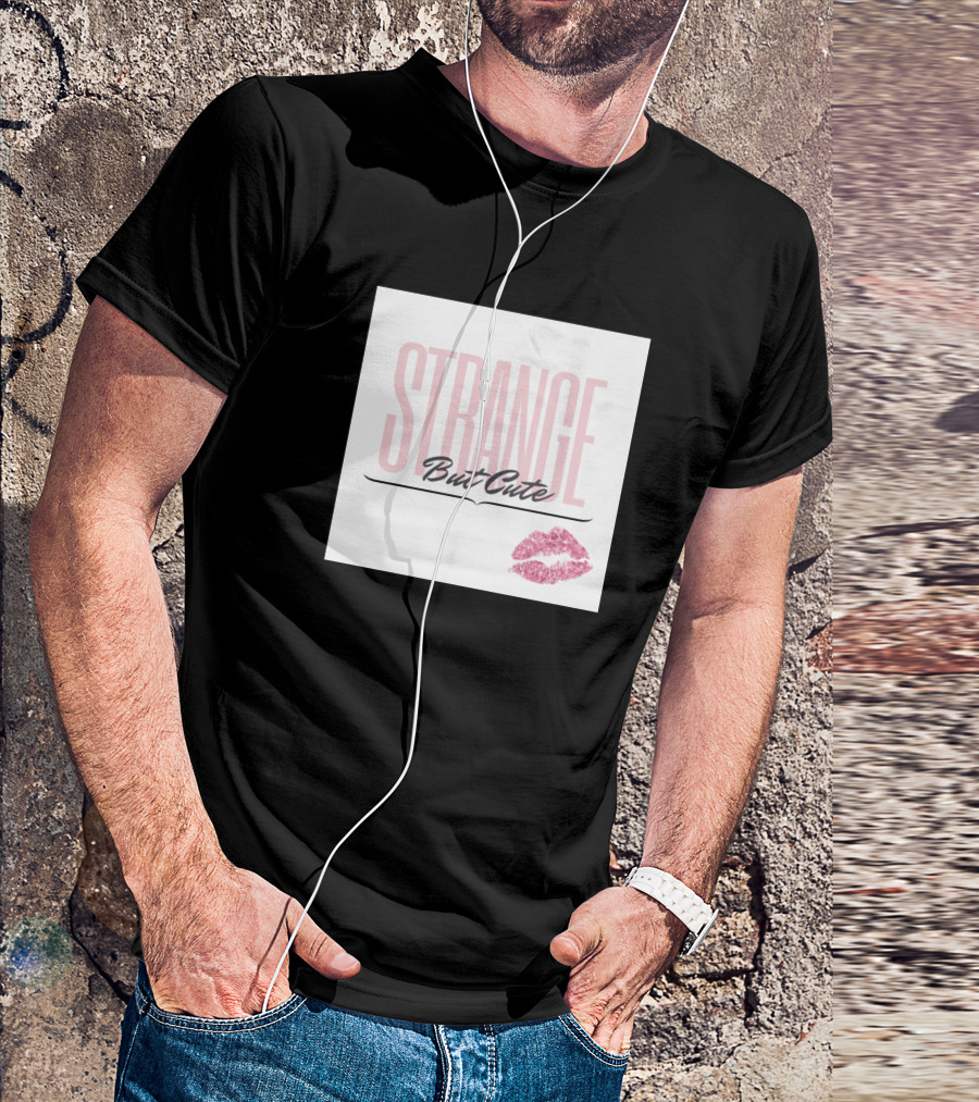 STRANGE But Cute With Pink Lip Print T-Shirt