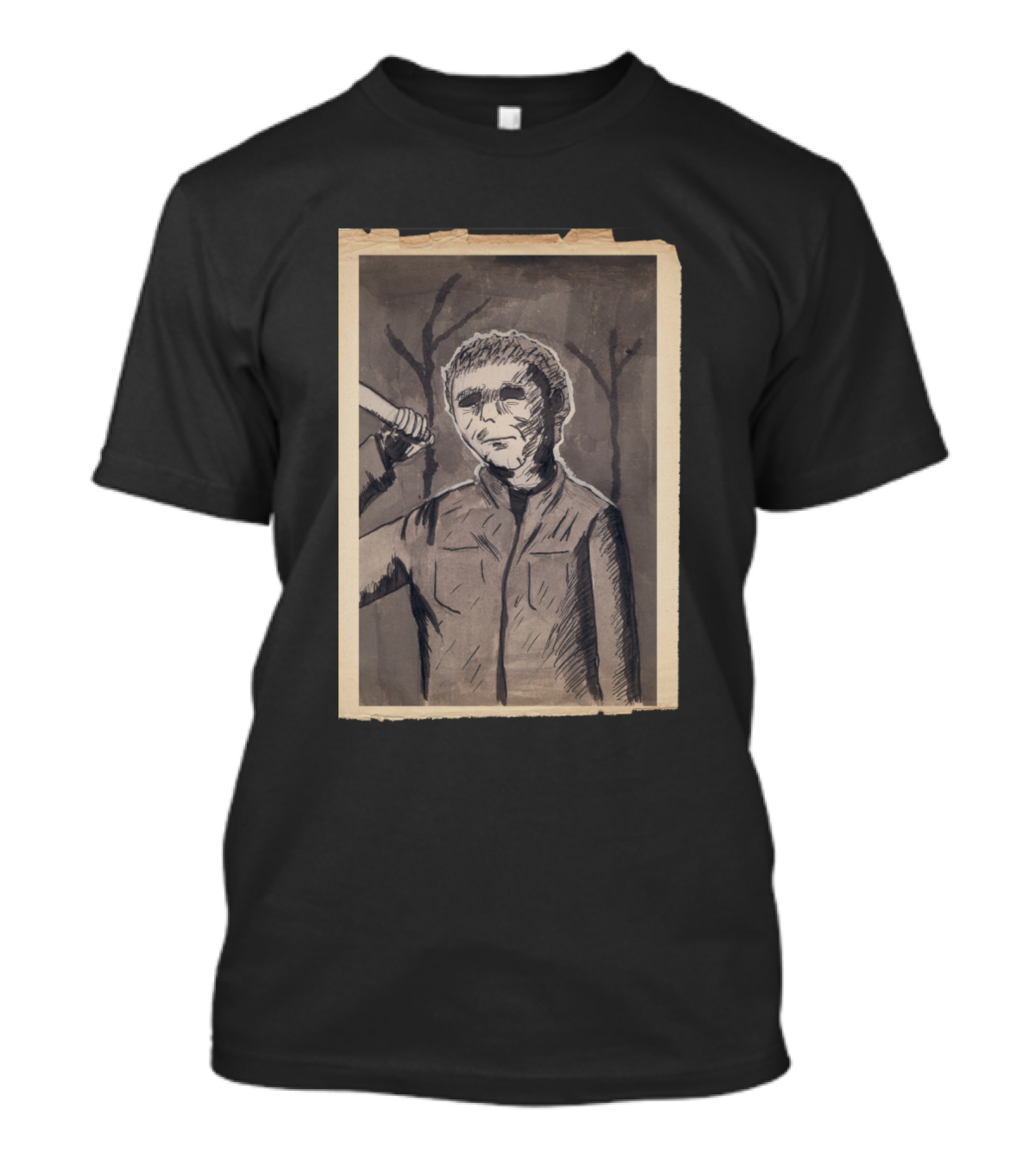 The Shape Michael Myers Hand-Drawn T-Shirt