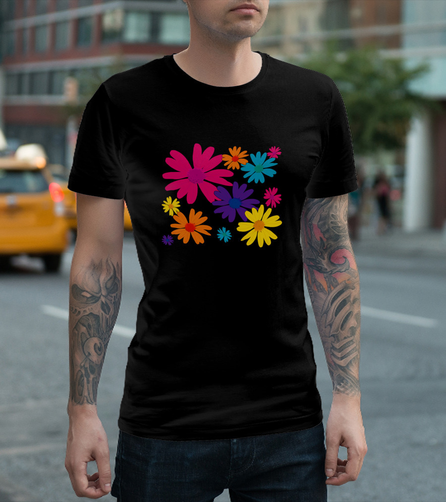 Vibrant Floral Bed Of Colorful Daisy Flowers T-Shirt