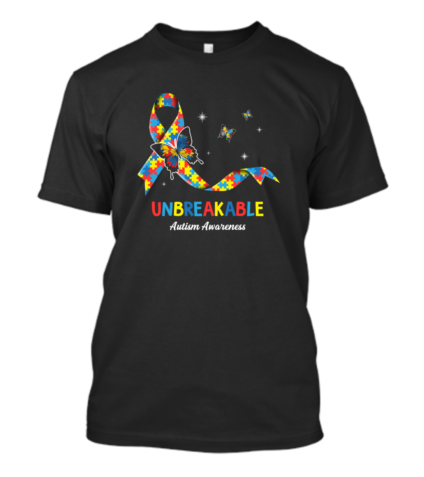 Unbreakable Autism Awareness Puzzle Ribbon Butterfly Warrior Birthday T-Shirt