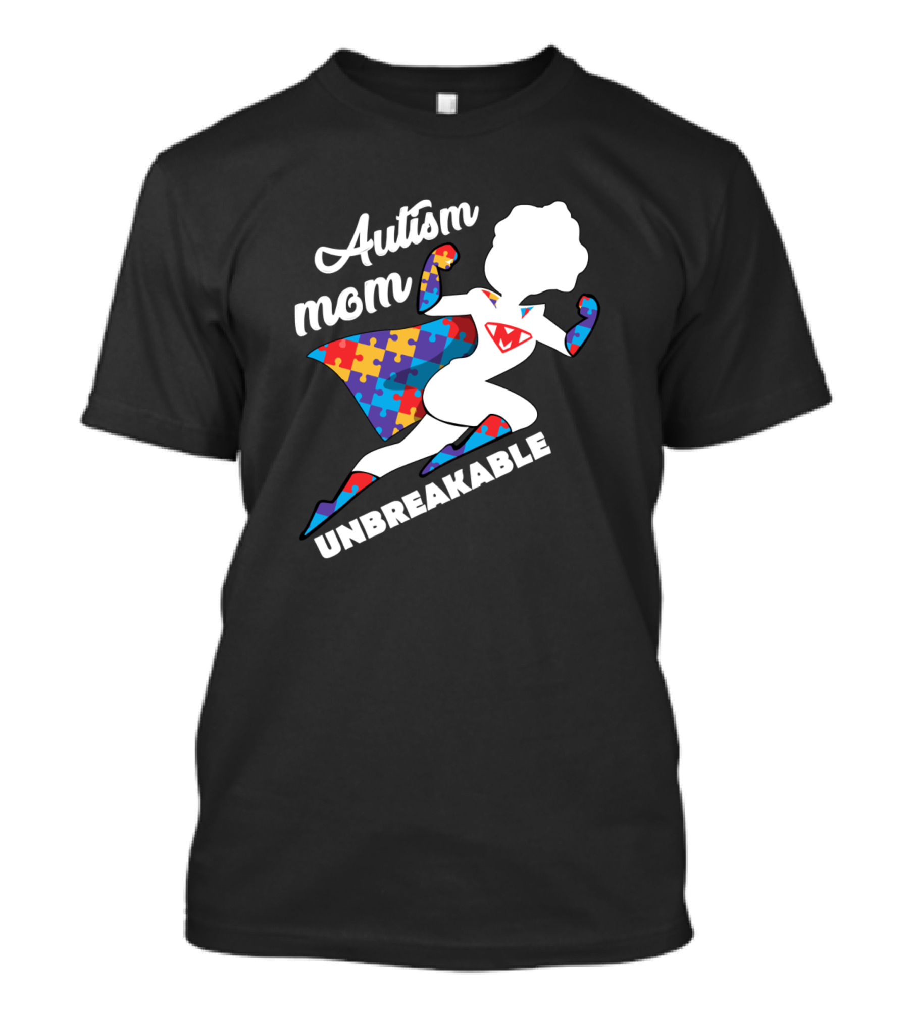 Autism Mom Unbreakable Hero Puzzle Piece Cape T-Shirt