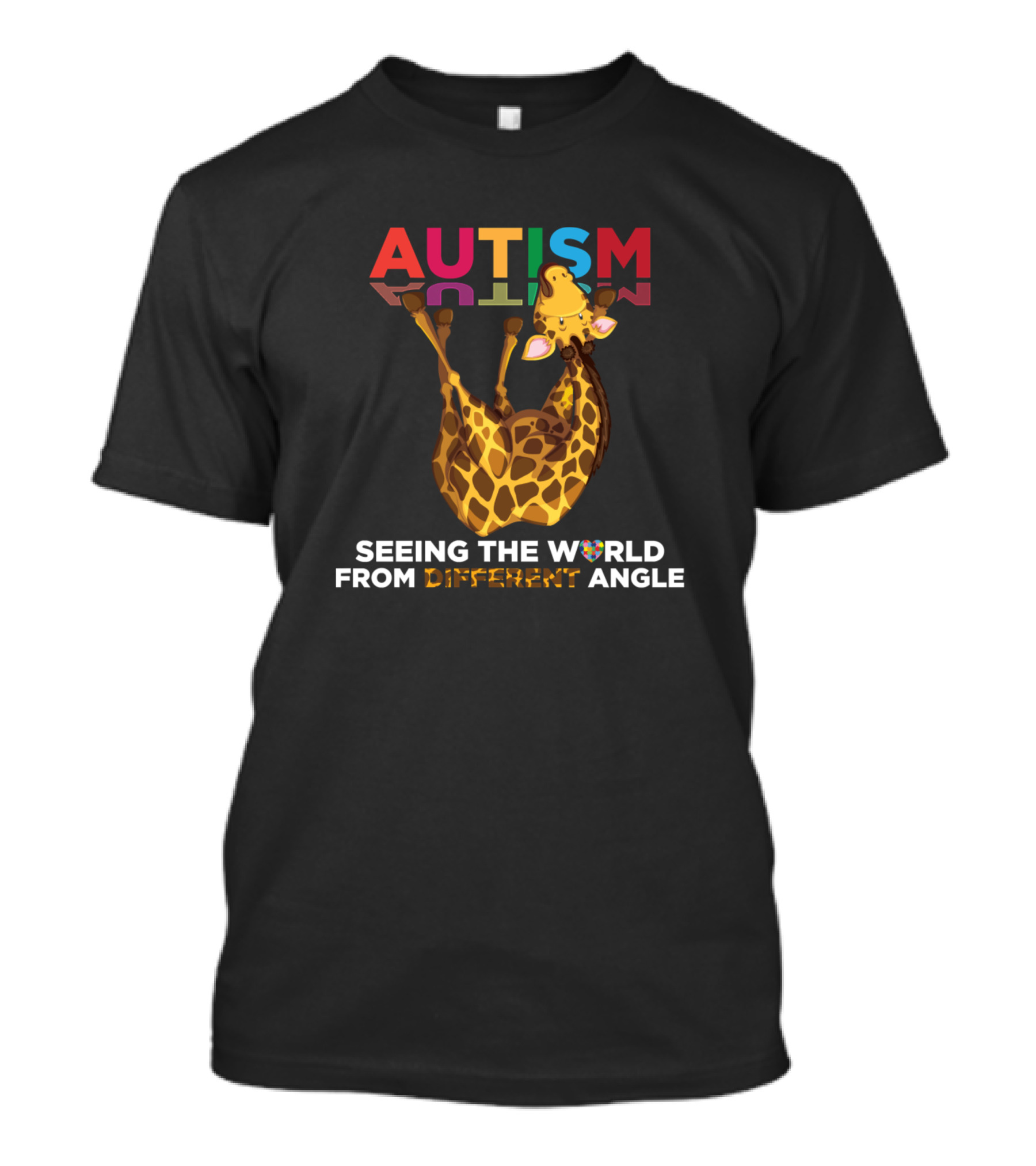 AUTISM Seeing The World From Different Angle Giraffe Awareness T-Shirt