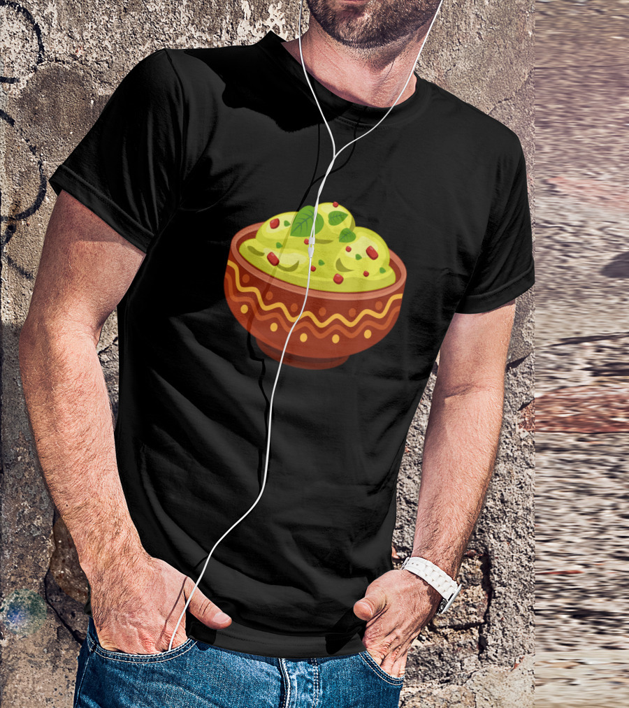 Avocado Soop Delightful Green Dip In Decorative Bowl With Red And Green Garnish T-Shirt