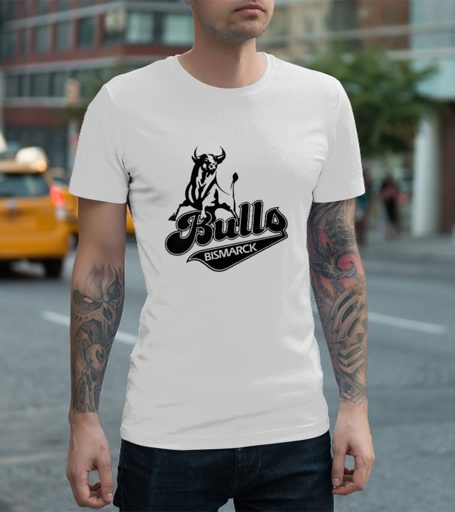Bismarck Bulls Hockey Team with Stylized Bull T-Shirt