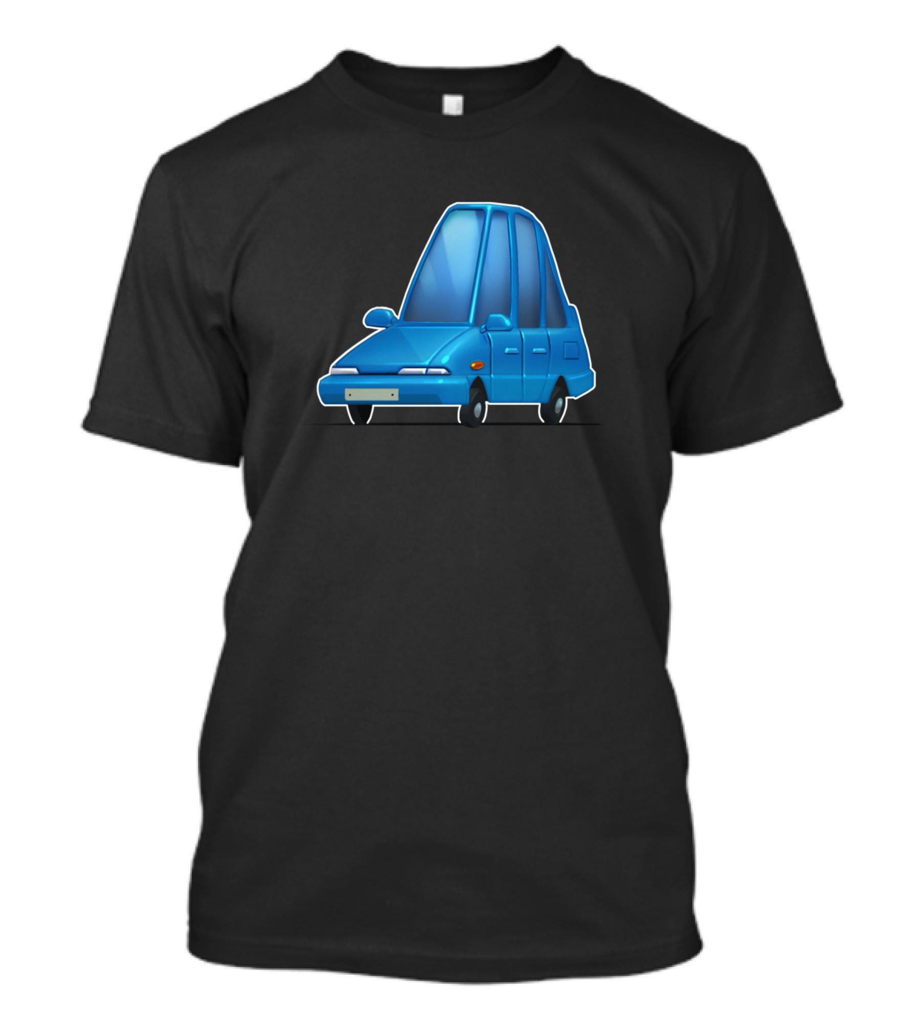 Blue Cartoon Car Whimsical T-Shirt