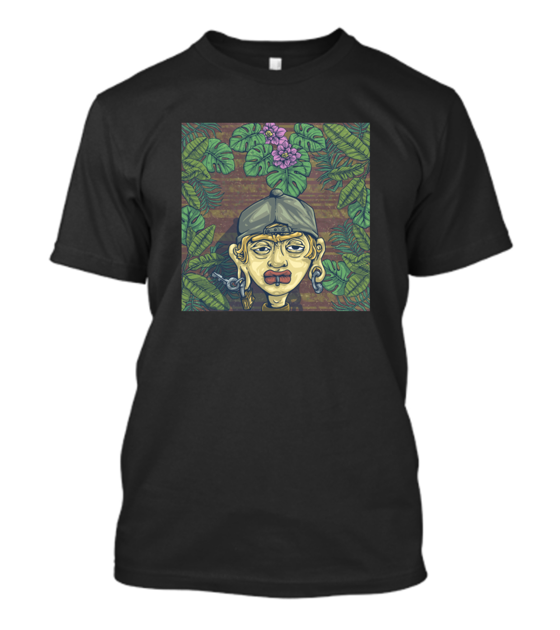 Cartoon Design With My Style Jungle Leaves And Flowers T-Shirt