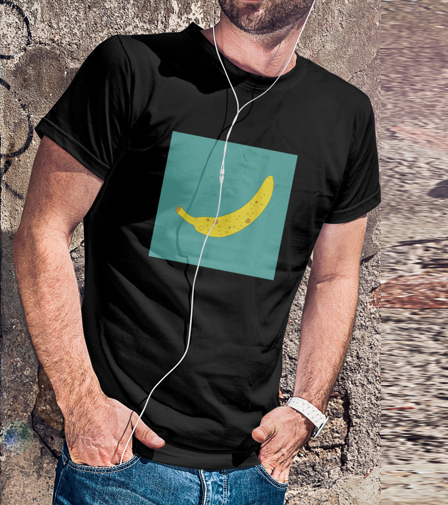 Crazy Banana Yellow Fruit On Teal Background T-Shirt