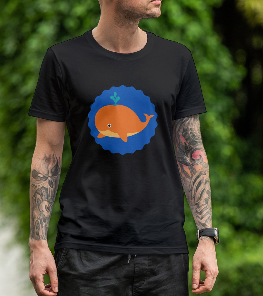 La Petite Baleine Orange Blue Badge T-Shirt