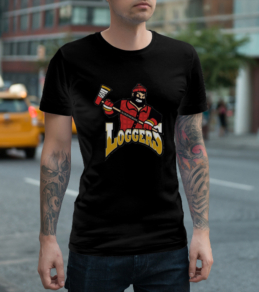 Lapeer Loggers Hockey Lumberjack Mascot With Axe T-Shirt