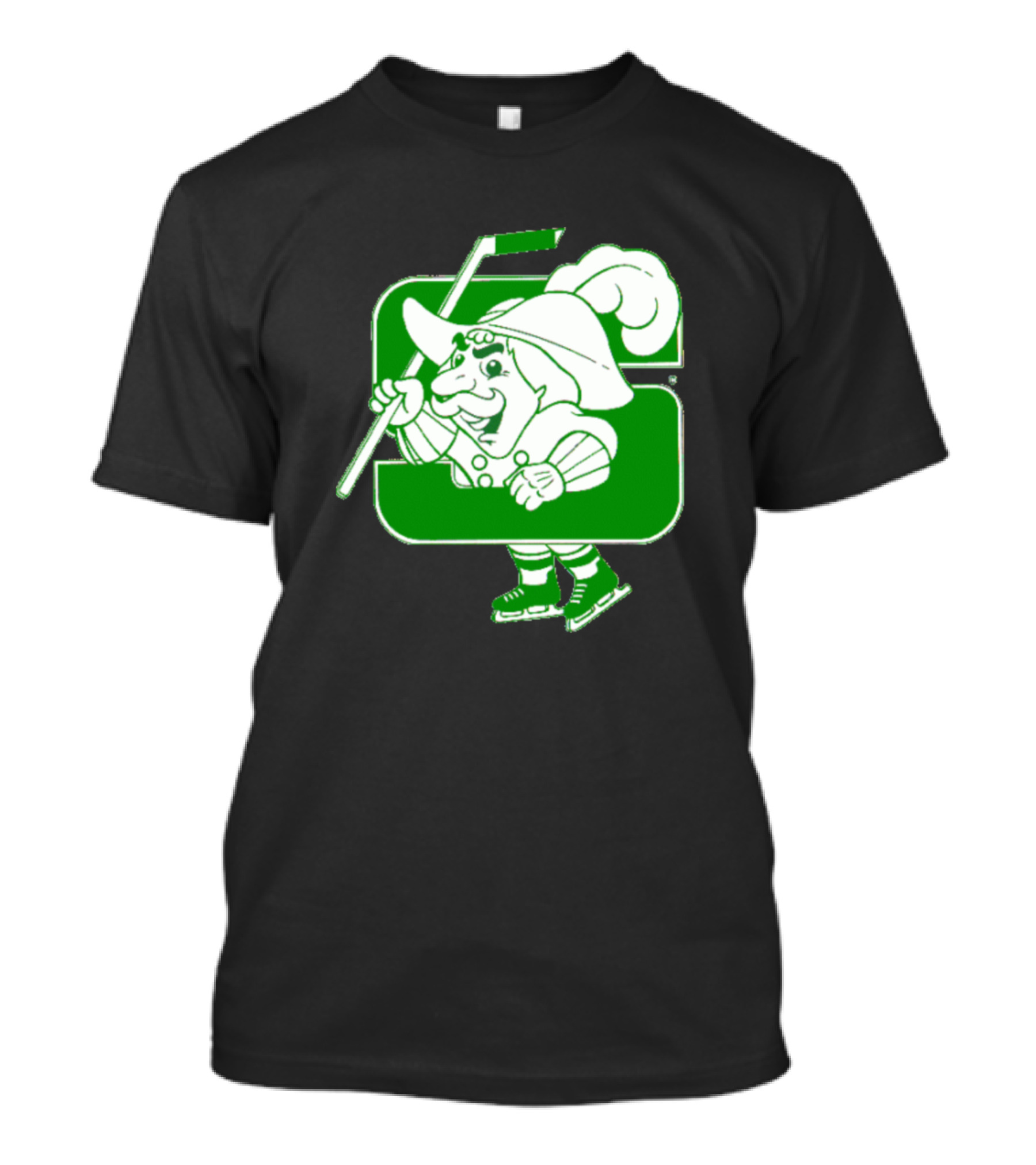 Salem Raiders Hockey Green Mascot Skating T-Shirt