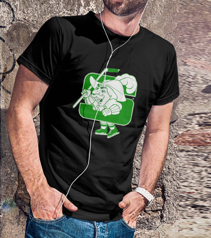 Salem Raiders Hockey Green Mascot Skating T-Shirt
