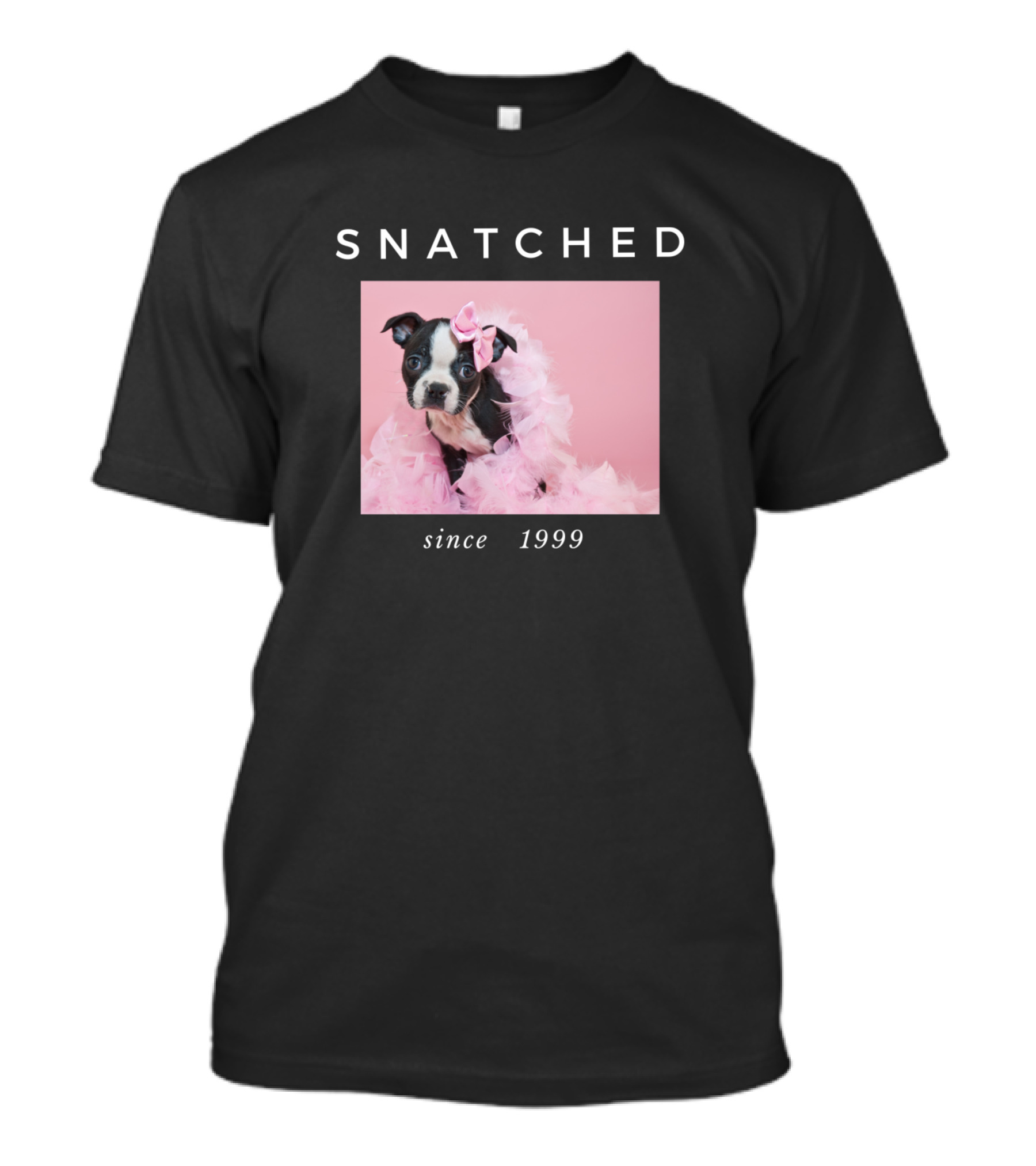 SNATCHED Since 1999 Pink Boa Puppy T-Shirt