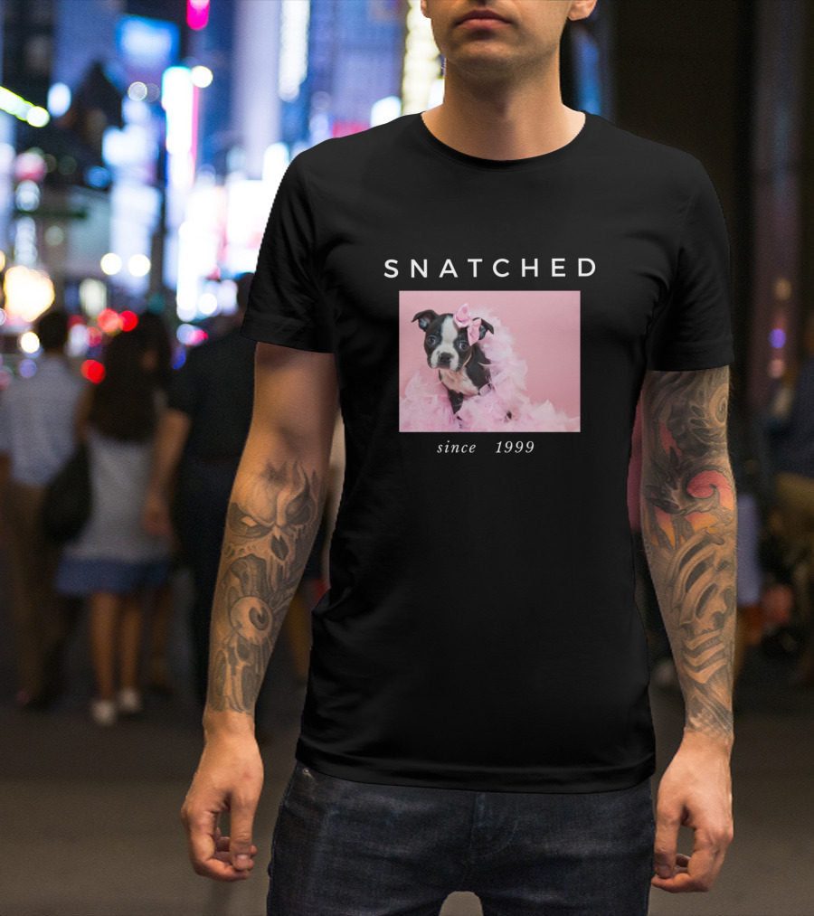 SNATCHED Since 1999 Pink Boa Puppy T-Shirt