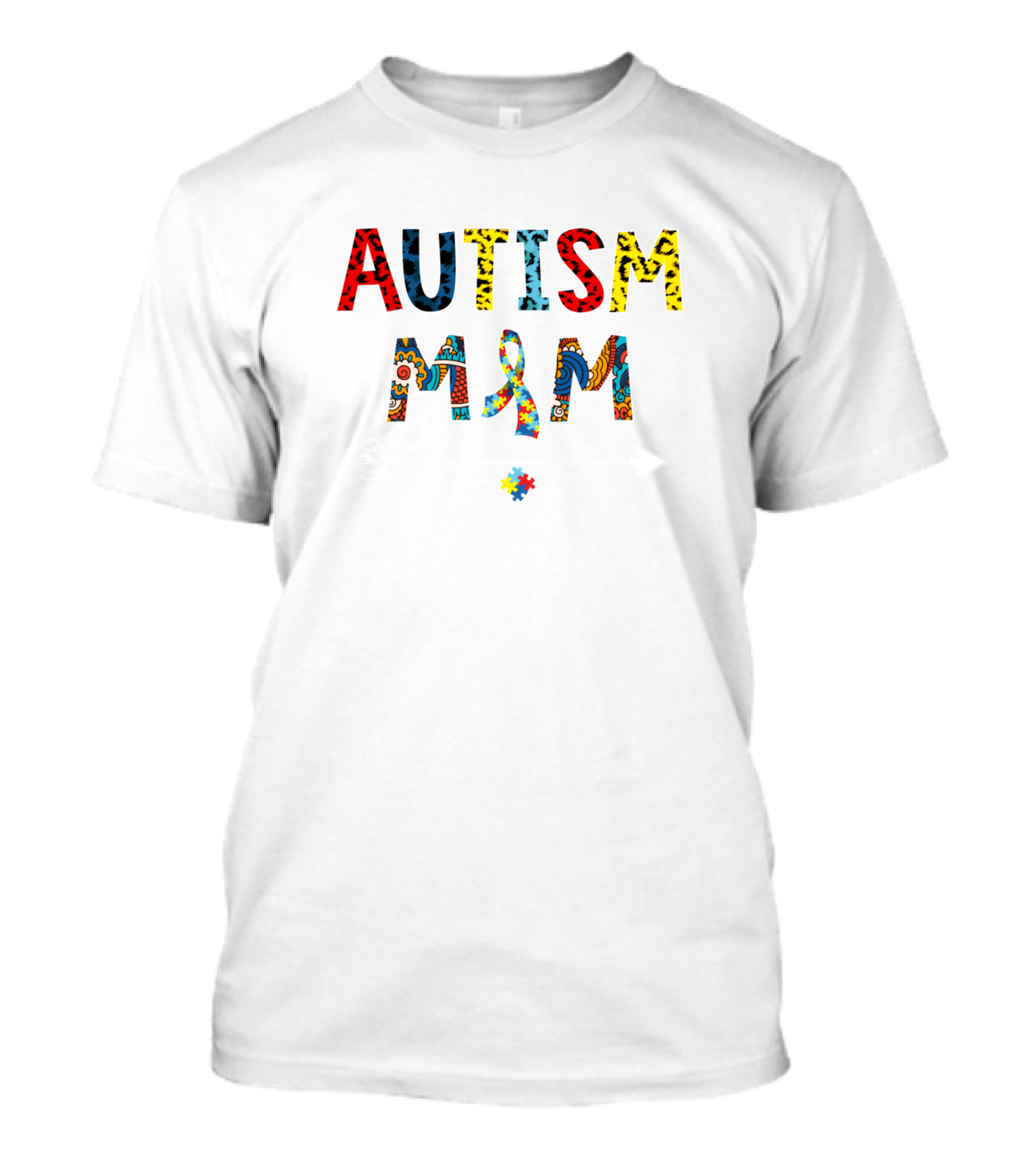 Autism Mom Leopard Birthday Puzzle Ribbon Hipp Arrow T-Shirt