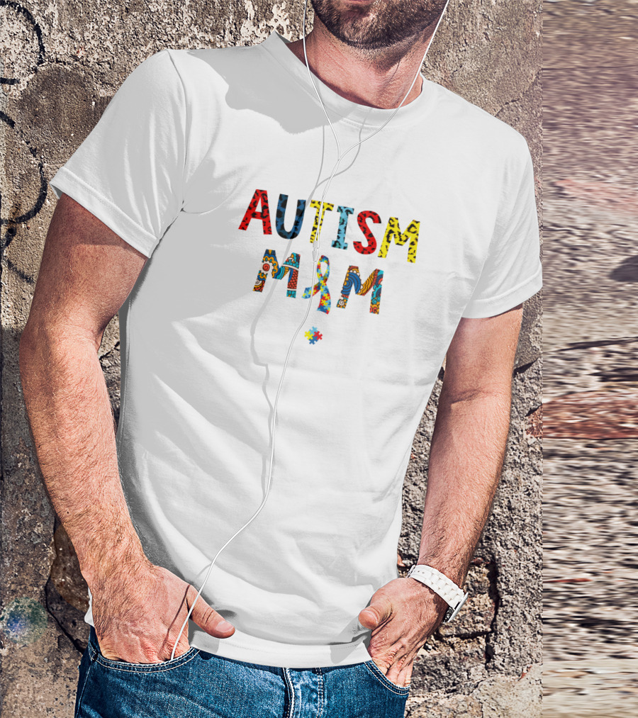 Autism Mom Leopard Birthday Puzzle Ribbon Hipp Arrow T-Shirt