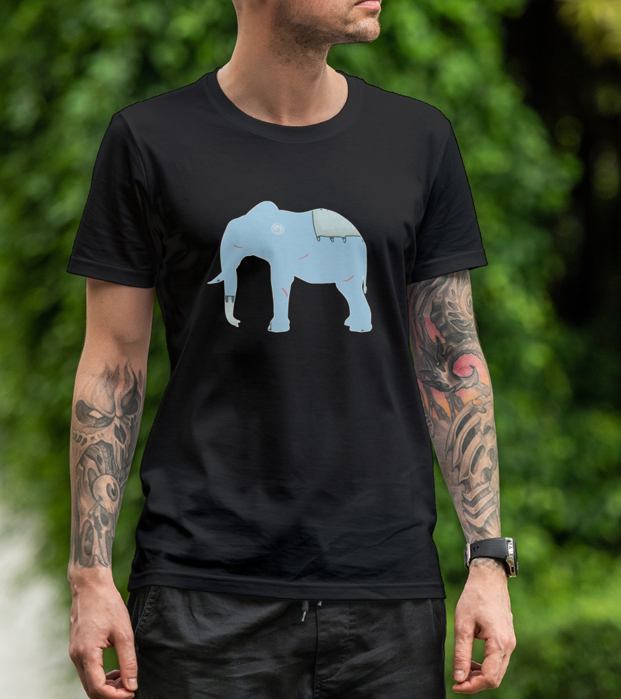 Elephant Blue Silhouette Zoo 1192 T-Shirt