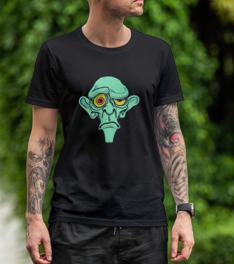 Grim Green Ghoul Ghostly Cartoonface Head T-Shirt