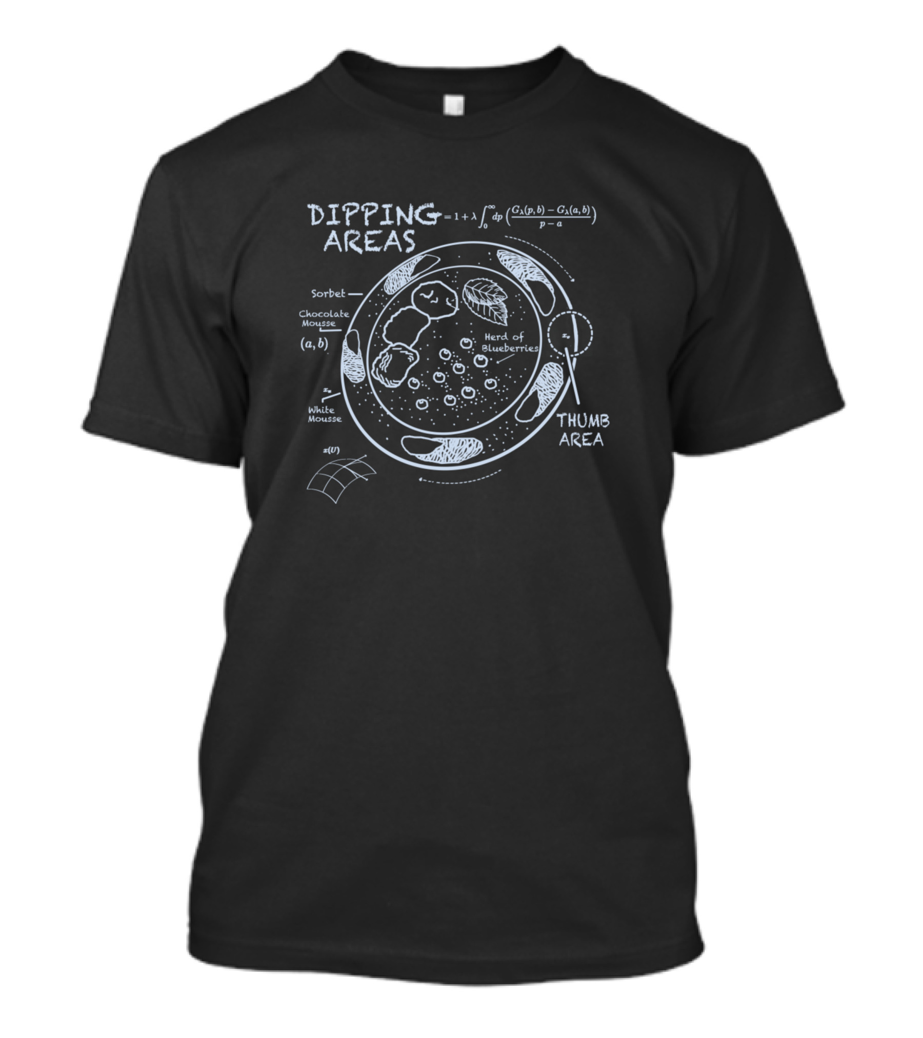 Dipping Areas Sorbet Chocolate Mousse White Mousse Herd Of Blueberries Thumb Area T-Shirt