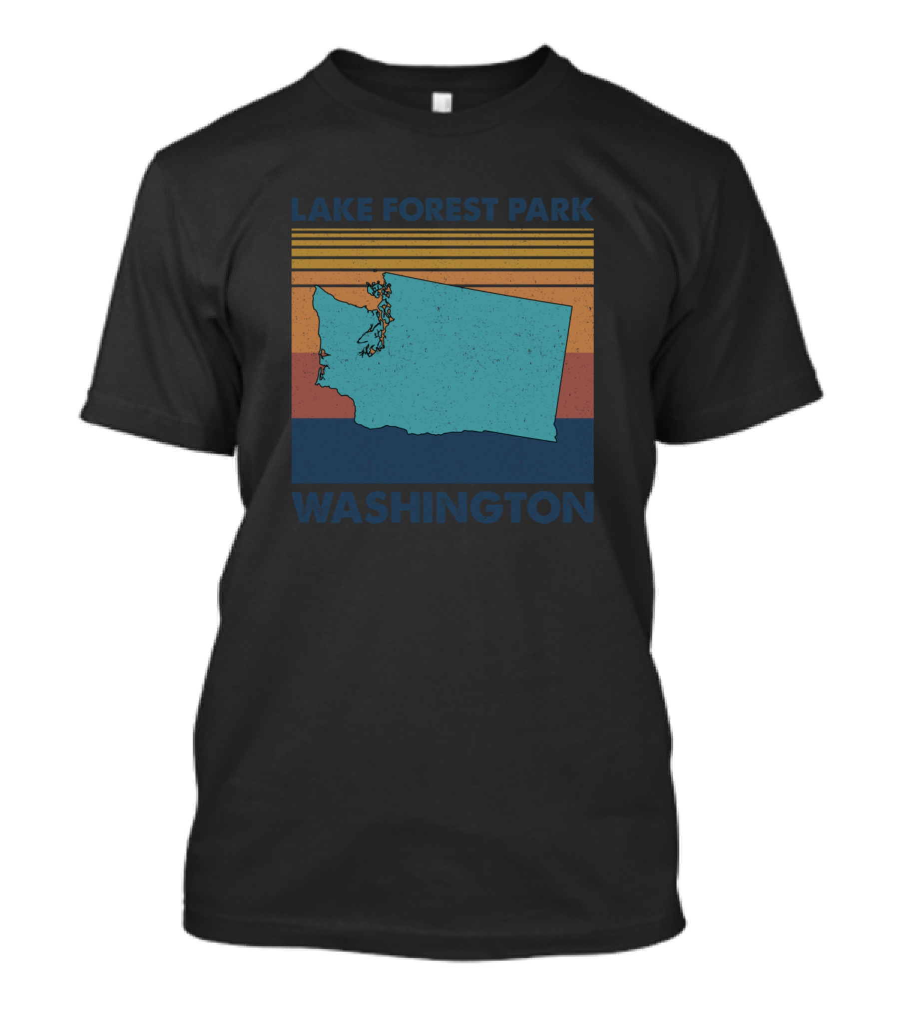Lake Forest Park Washington State Map Retro Stripes T-Shirt
