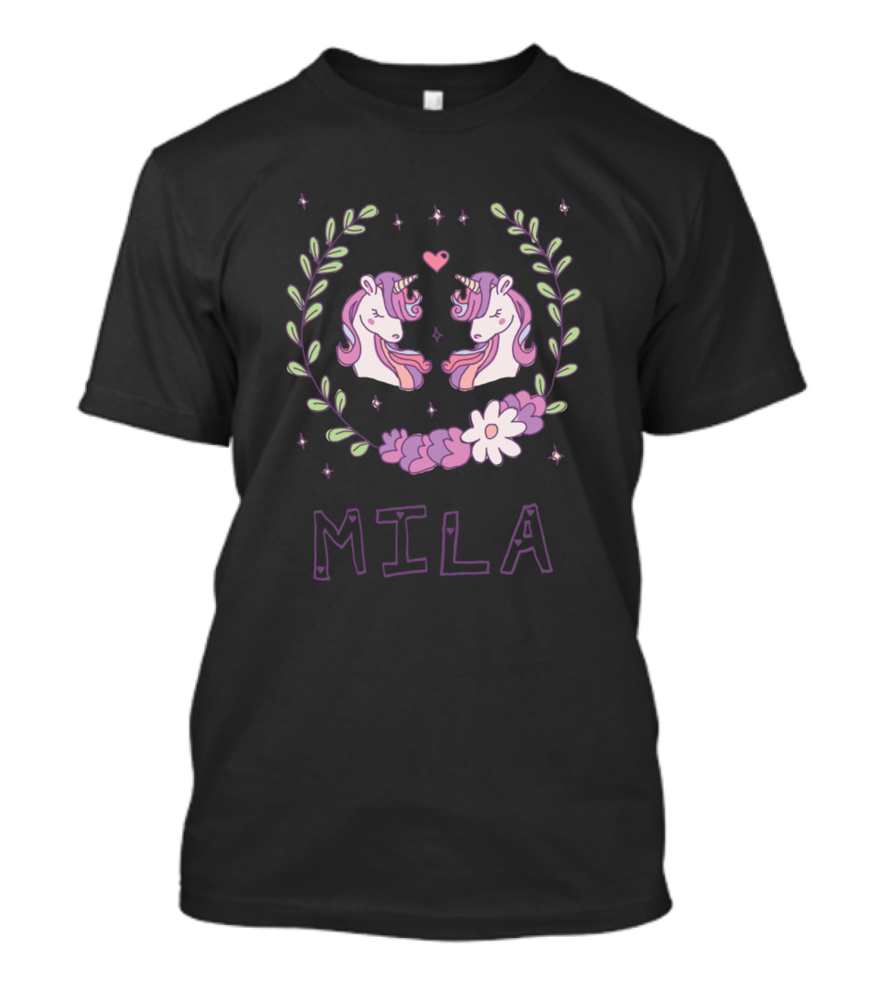 Mila Unicorn Hearts And Flowers T-Shirt