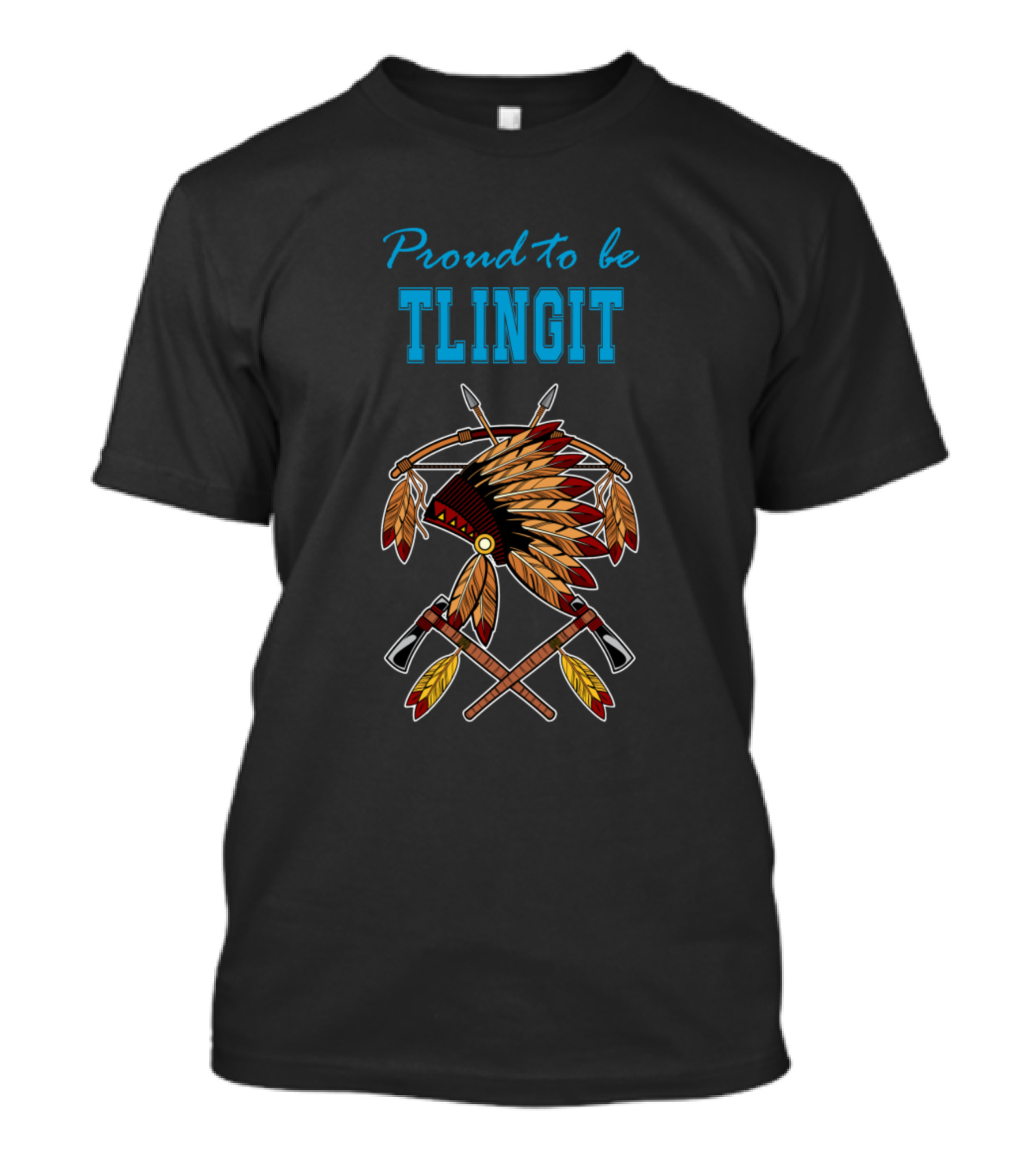 Proud To Be Tlingit Native American Headdress And Weapons T-Shirt