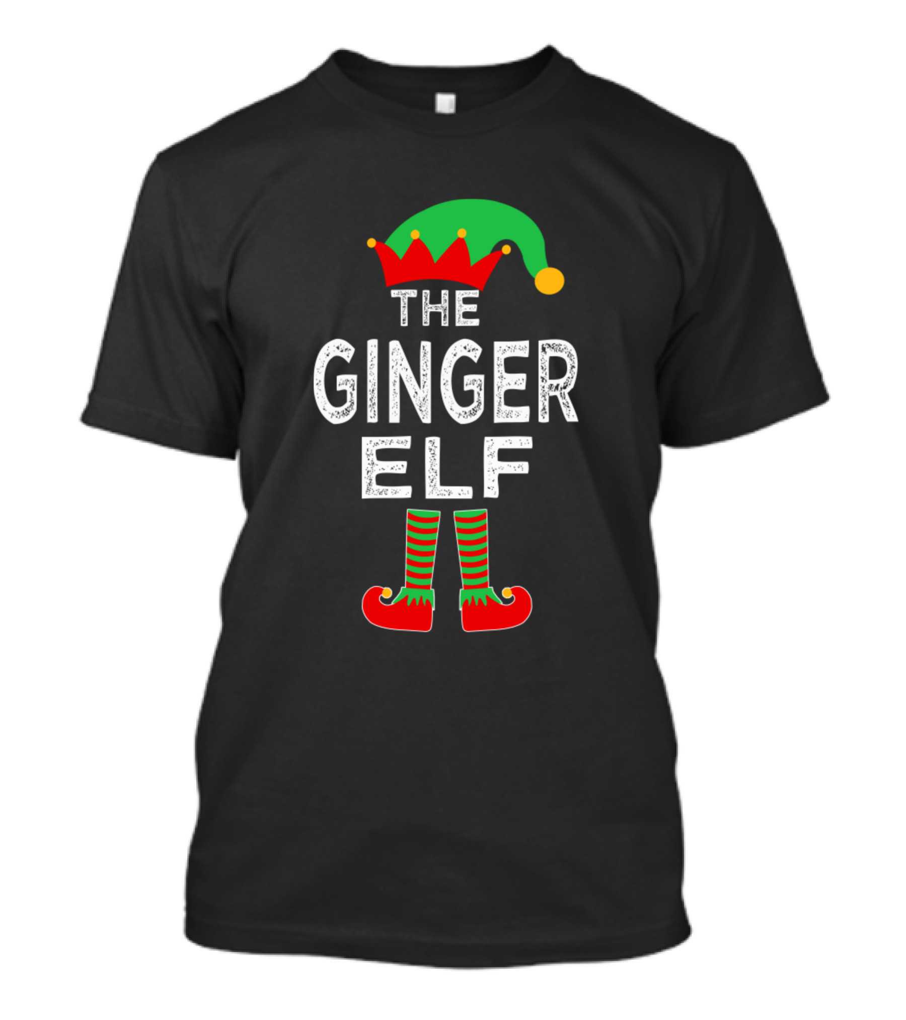 THE GINGER ELF Christmas Elf Hat And Shoes T-Shirt