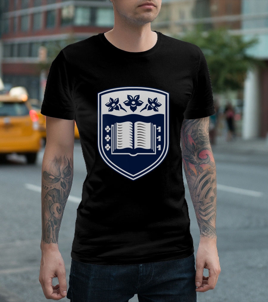 University Of Wollongong Shield Emblem with Open Book and Floral Crest T-Shirt