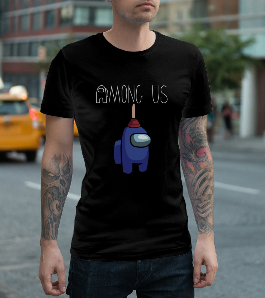 Among Us Blue Character With Plunger Hat T-Shirt