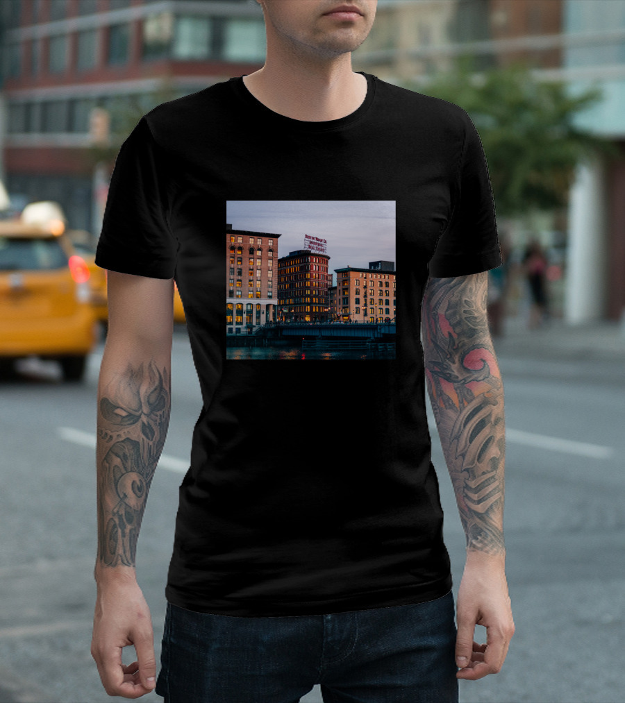 Boston Wharf Co Industrial Building Waterfront Scenic View T-Shirt