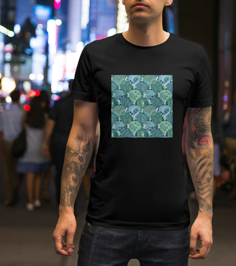 Cats On Kick Scooters With Colorful Trees And Leaves T-Shirt