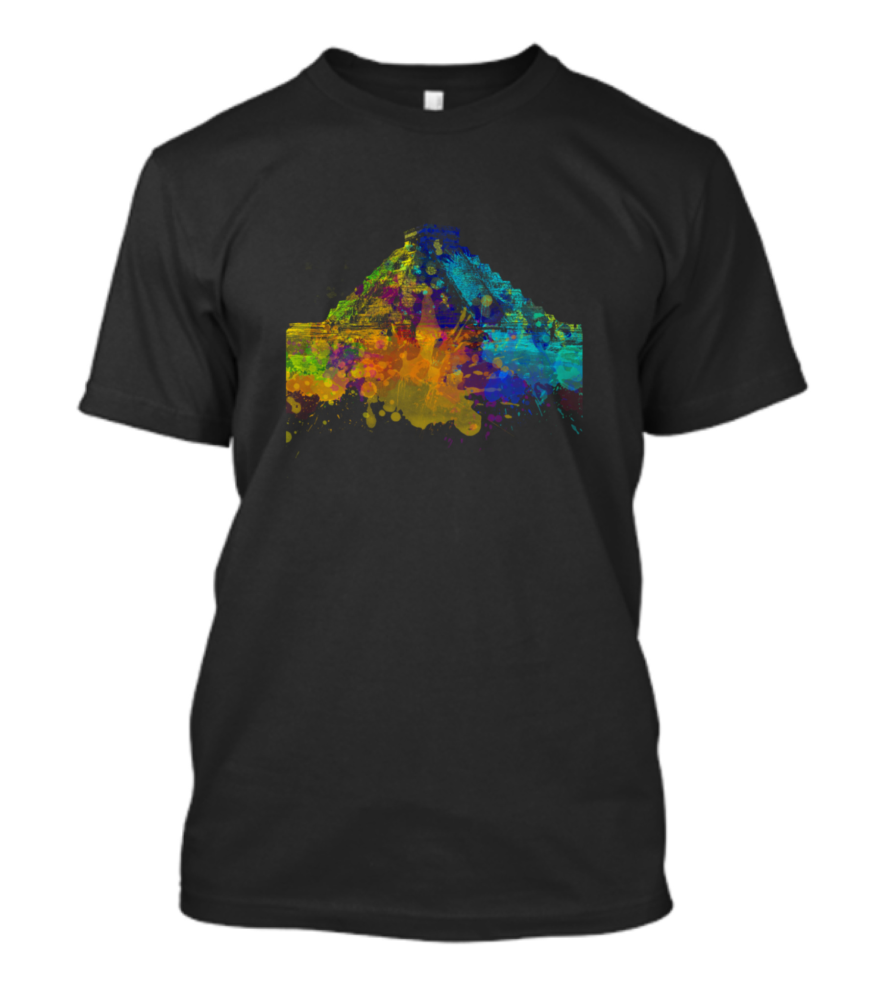 Colourful Chichen Itza Splatter Pyramid T-Shirt