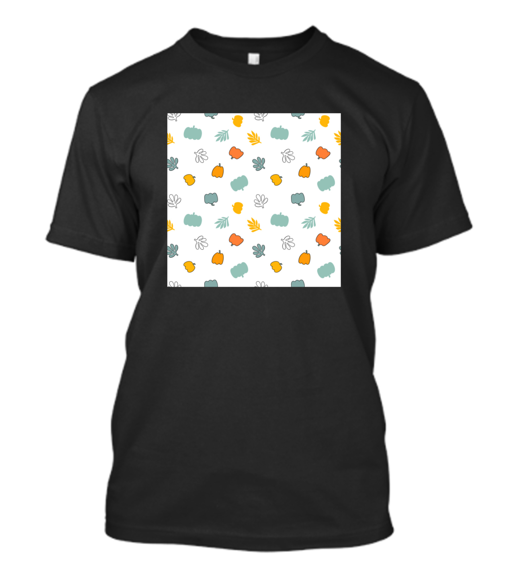 Cute Pumpkins Pattern With Autumn Leaves T-Shirt
