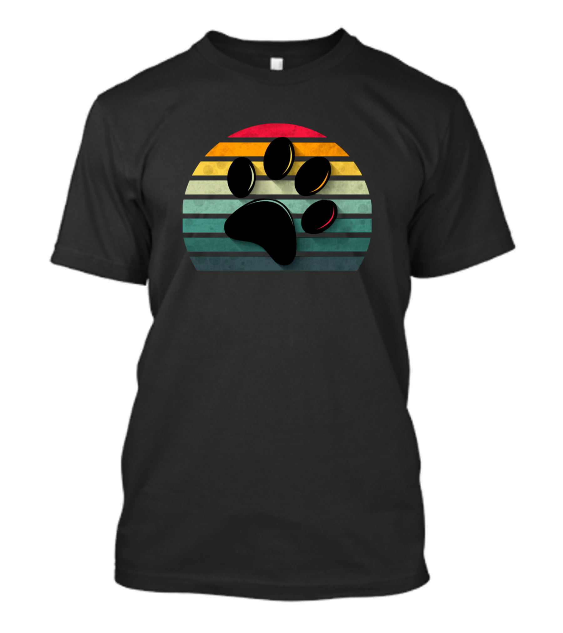 Retro Paw Print Dog Hand Dog Stripes T-Shirt