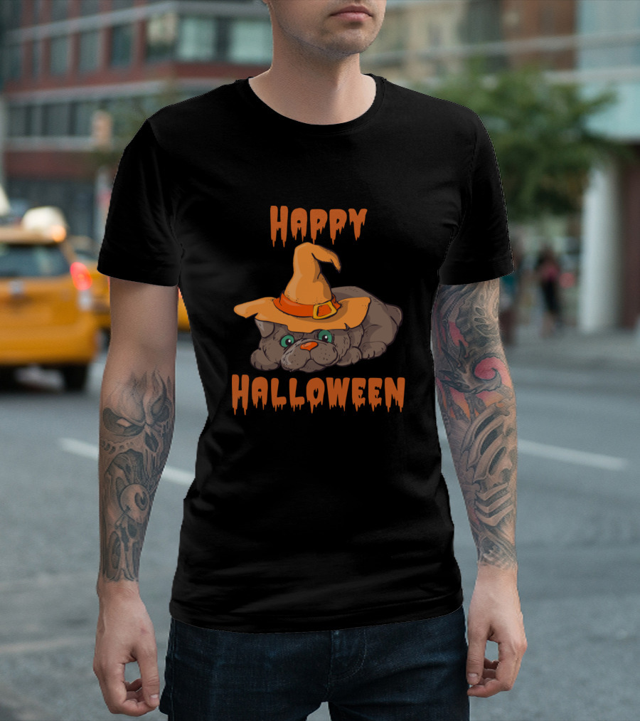 Happy Halloween Cute Puppy in Witch Hat T-Shirt