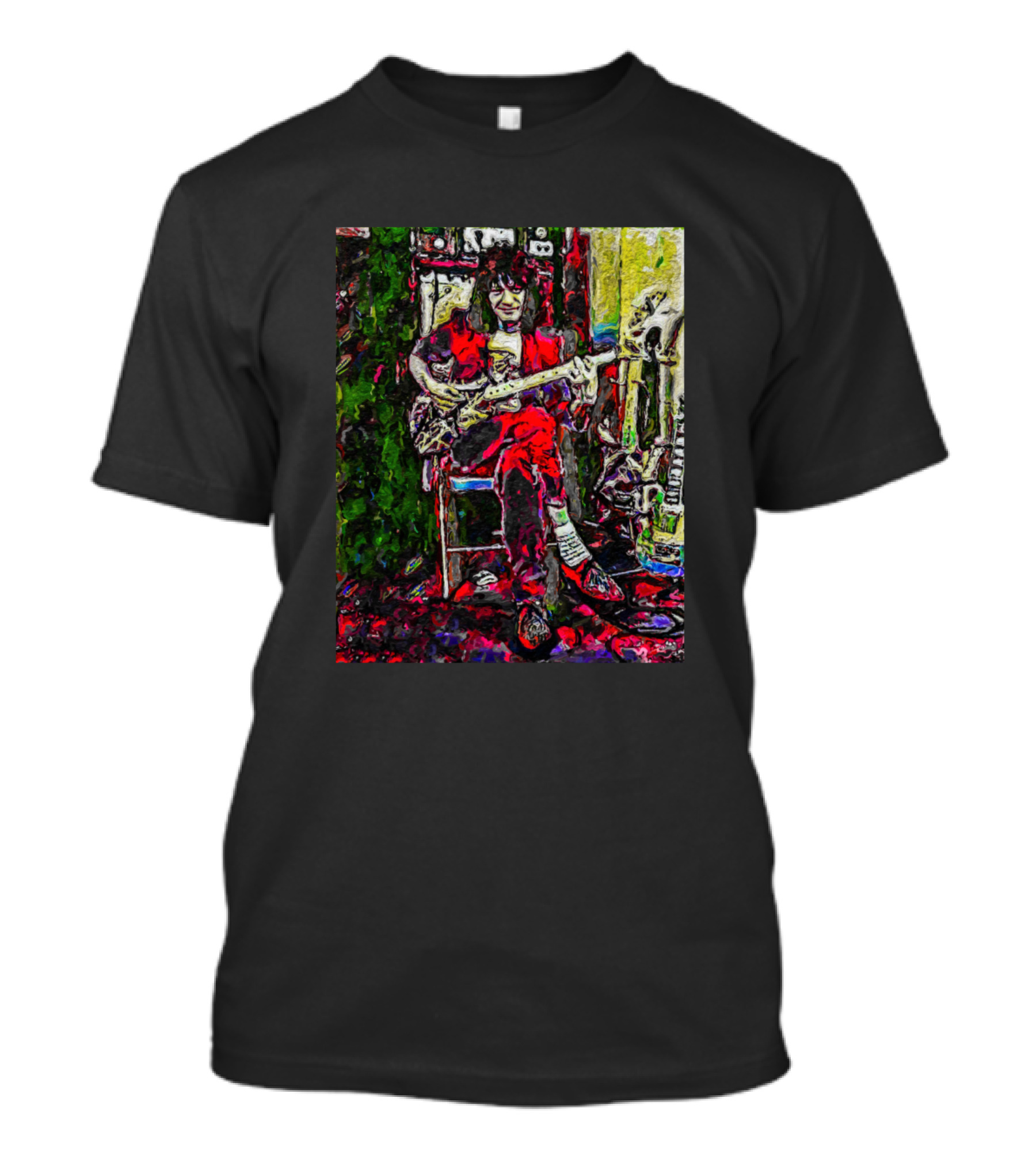 Eddie Van Halen Vibrant Guitarist Art In Red And Green T-Shirt