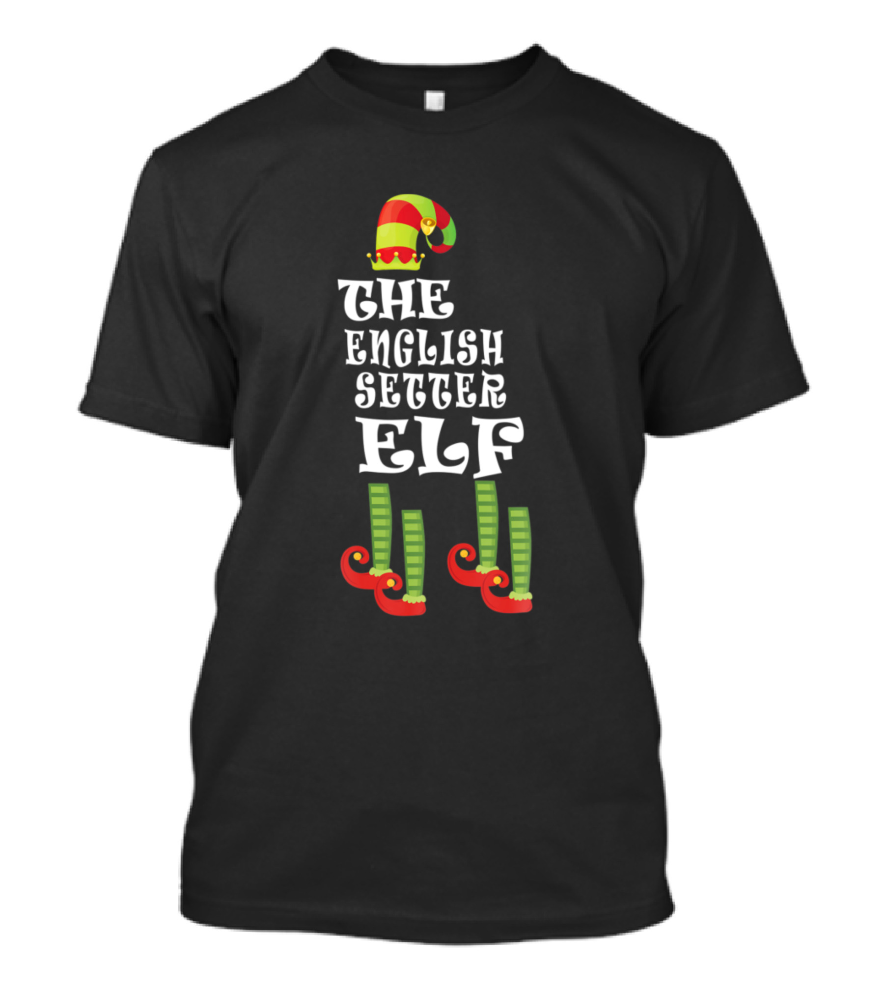 The English Setter Elf Christmas Hat And Shoes T-Shirt