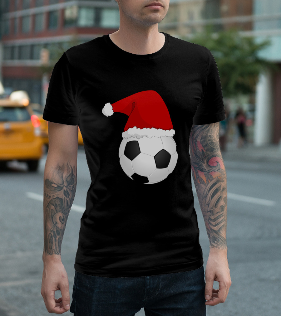 Santa Hat on a Soccer Ball T-Shirt