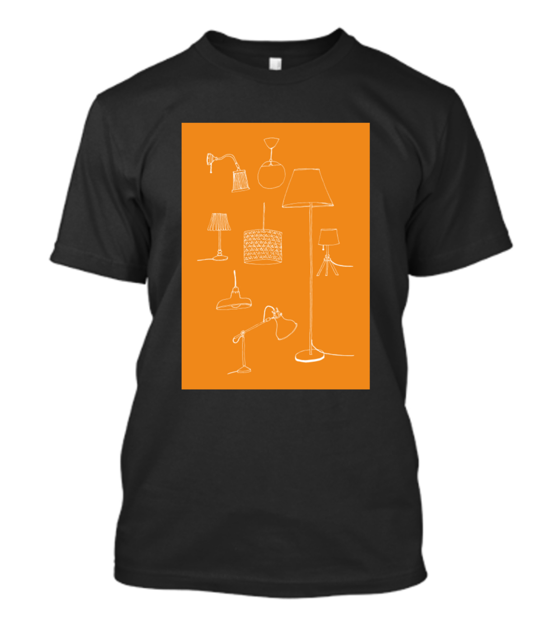 Lamps Lamps Lamps Sketch On Orange Background Lamps Lamps Lamps T-Shirt