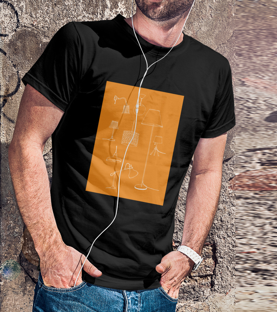 Lamps Lamps Lamps Sketch On Orange Background Lamps Lamps Lamps T-Shirt