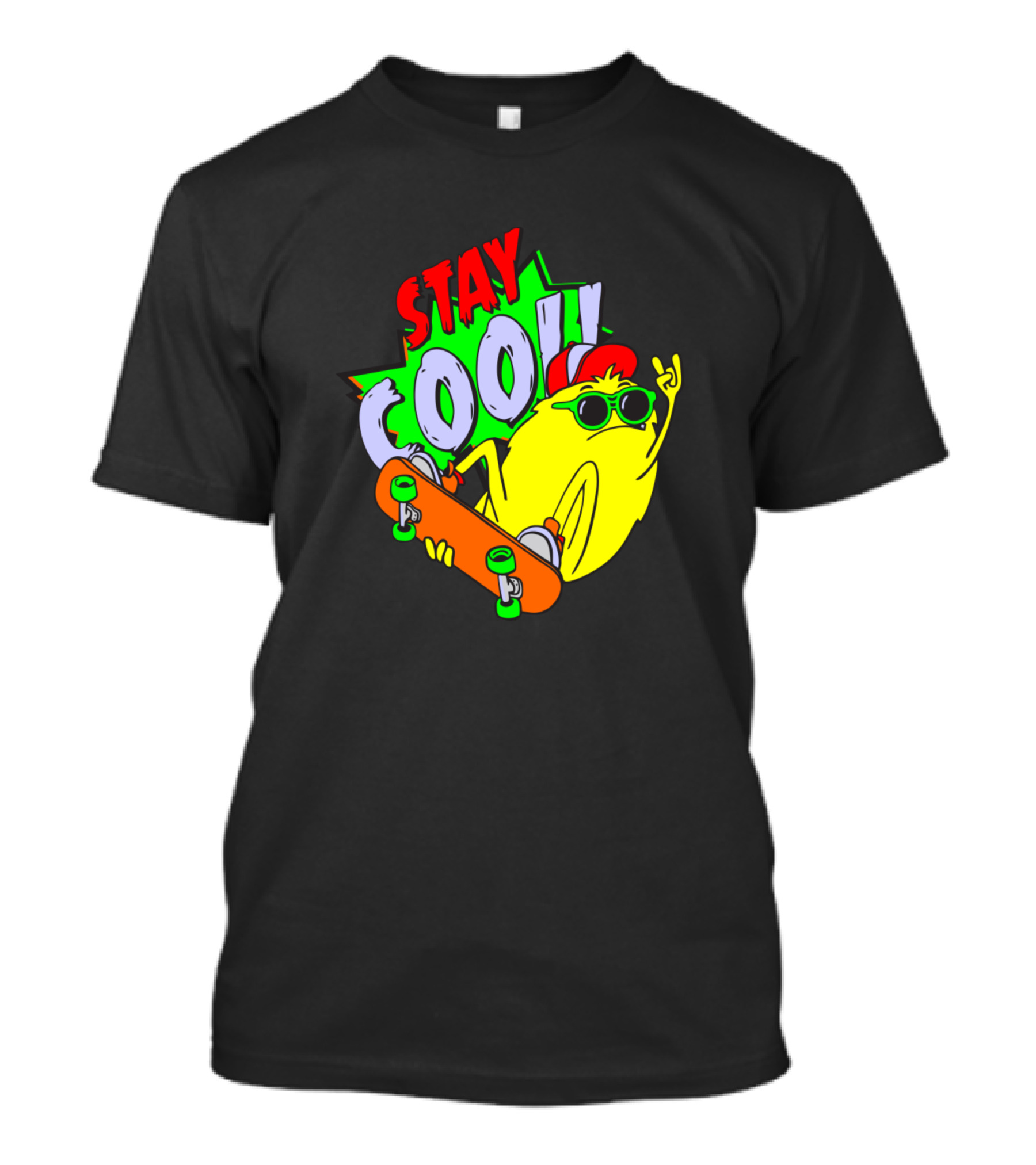 Stay Cool Skateboard Lemon Rock Gesture Sunglasses T-Shirt