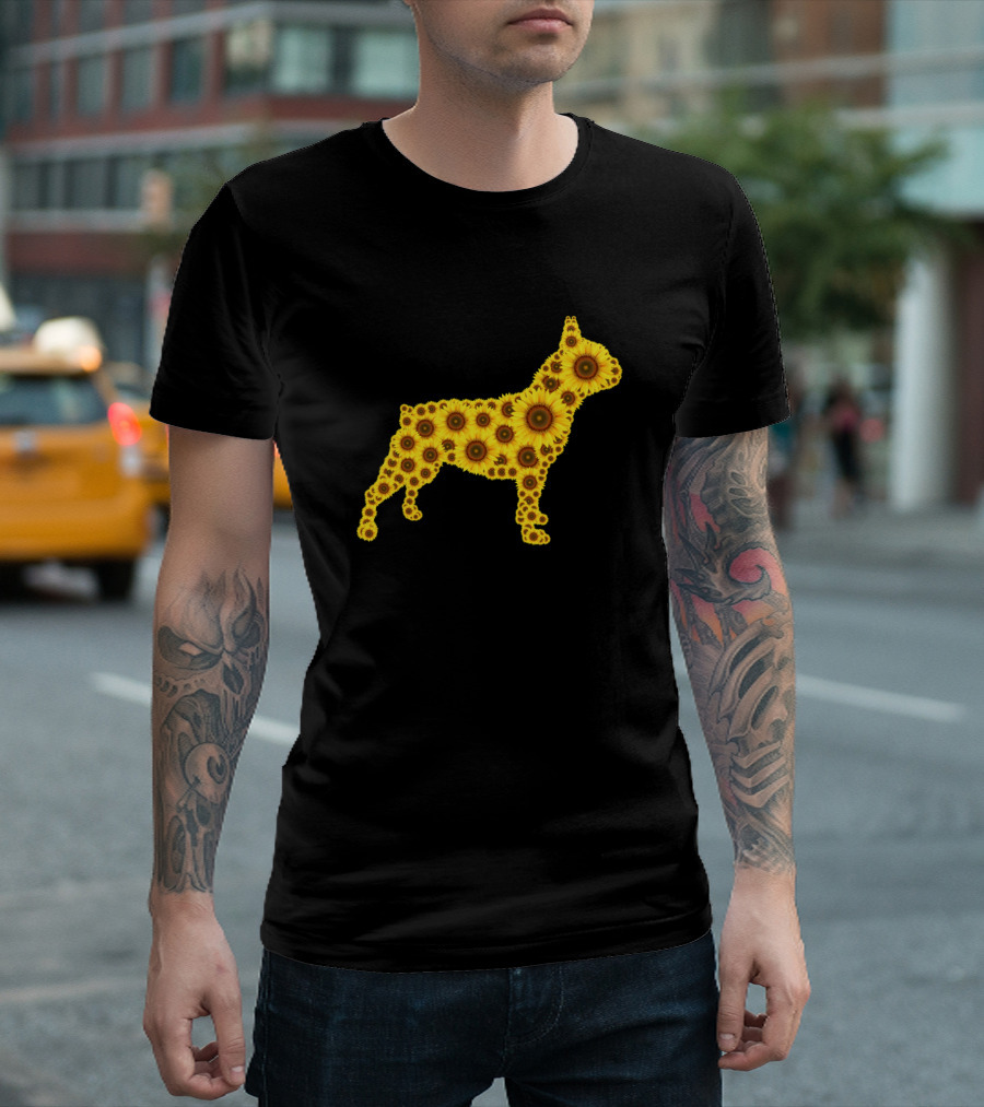 Sunflower Pattern Frenchie T-Shirt