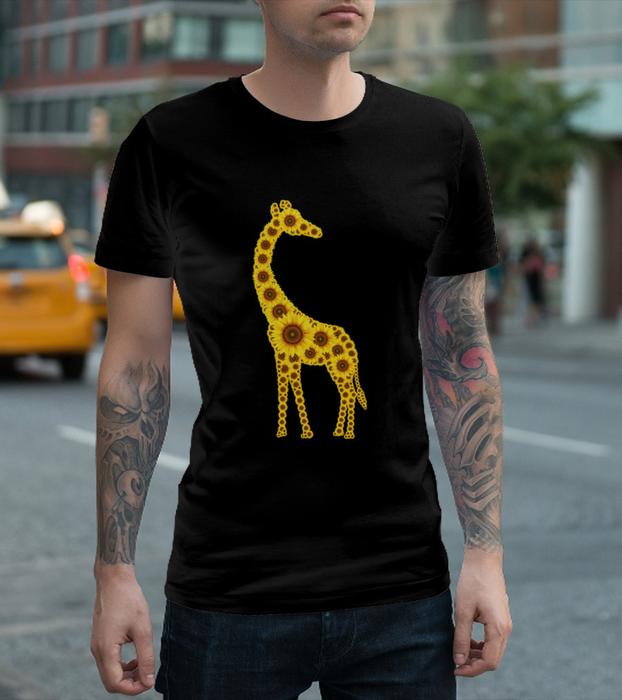 Sunflower Giraffe Pattern T-Shirt