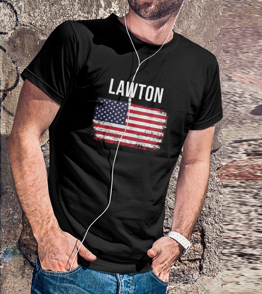 Lawton American Flag Vintage Look T-Shirt