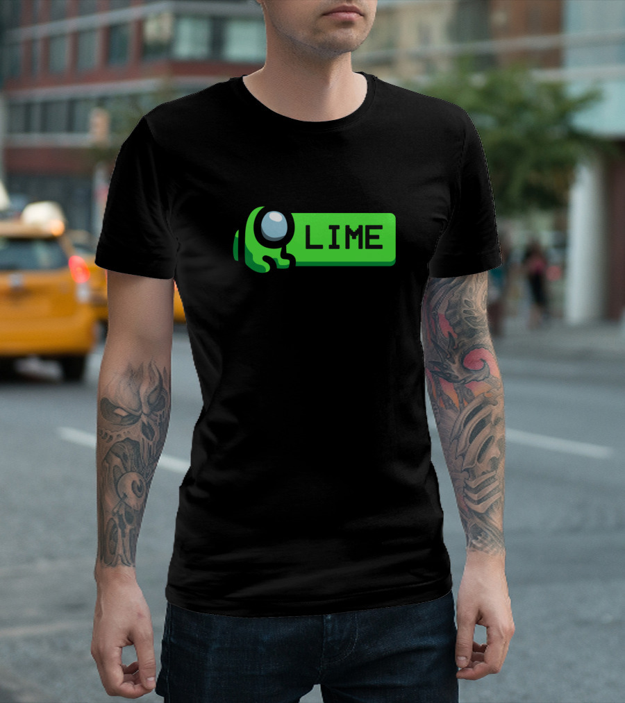 Among Us Lime Character Text T-Shirt