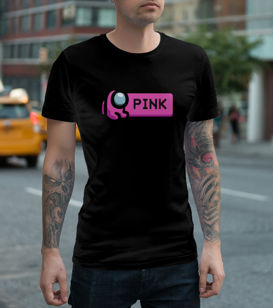 Among Us Pink Crewmate Patch T-Shirt